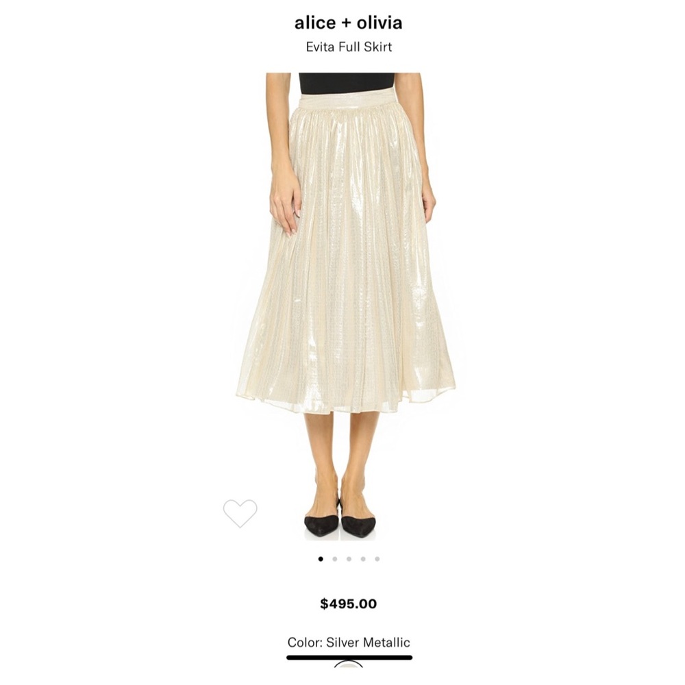 Alice + Olivia Midi Length Pleated Skirt Gold - Picture 2 of 6